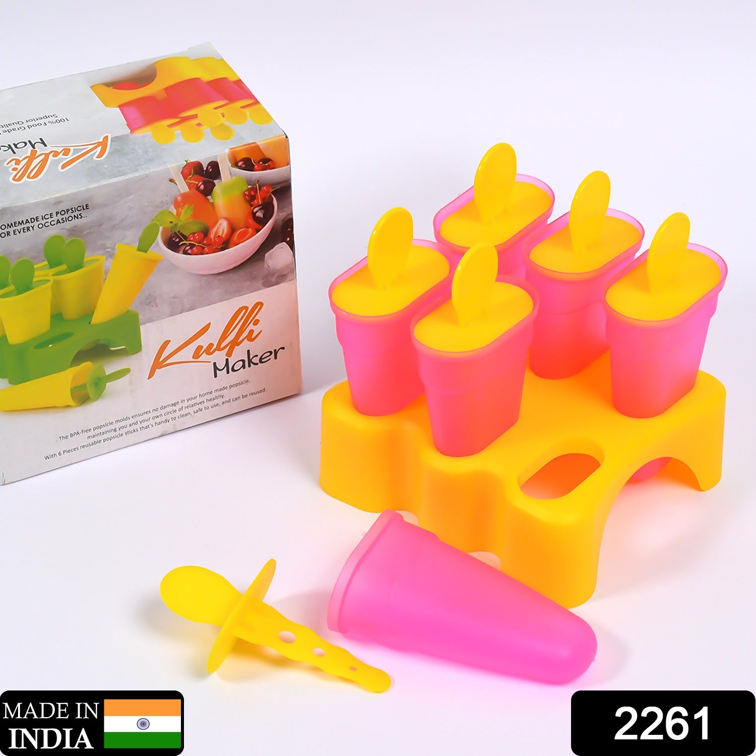 2261 Kulfi Maker Moulds Set Plastic Homemade Kulfi Mould 6pcs Set For Freezer Use 2261 Kulfi Maker Moulds Set Plastic Homemade Kulfi Mould 6pcs Set For Freezer Use